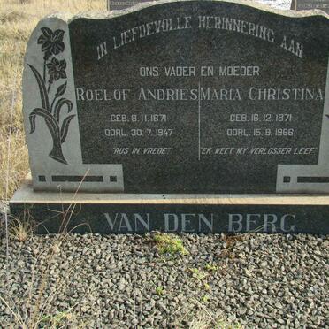 BERG Roelof Andries, van den 1871-1947 &amp; Maria Christina 1871-1966
