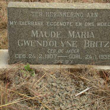 BRITZ Maude Maria Gwendolyne nee DE JAGER 1907-1958