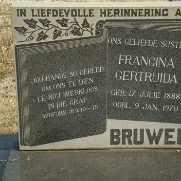 BRUWER Francina Gertruida 1888-1970