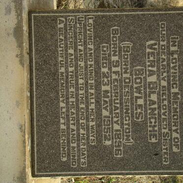 BOWLES Vera Blanche nee DESSINGTON 1896-1952