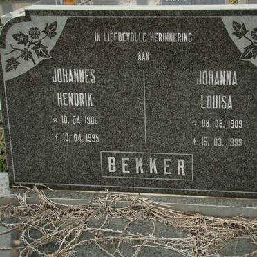 BEKKER Johannes Hendrik 1906-1995 &amp; Johanna Louisa 1909-1999
