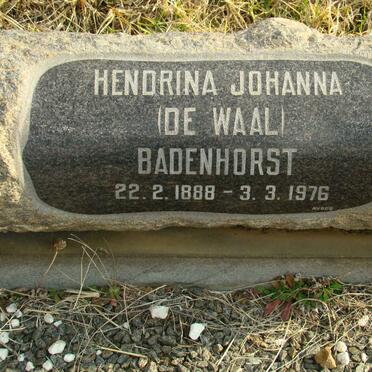 BADENHORST Hendrina Johanna nee DE WAAL 1888-1976