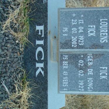 FICK Coenrad Lourens 1923-2002 &amp; Wilhelmina DE JONG 1927-