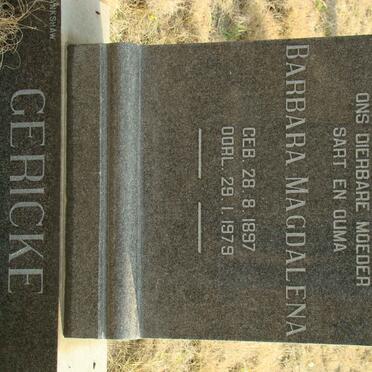 GERICKE Barbara Magdalena 1897-1979