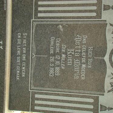 KOEN Aletta Maria nee MULLER 1889-1963