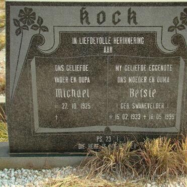 KOCK Michael 1925- &amp; Betsie SWANEVELDER 1933-1995