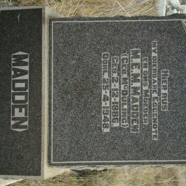 MADDEN M.E.M. nee McDULING 1886-1948
