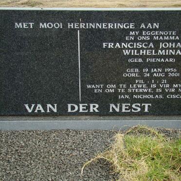 NEST Francisca Johanna Wilhelmina, van der nee PIENAAR 1956-2001
