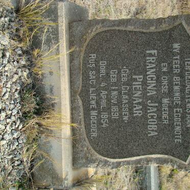 PIENAAR Francina Jacoba nee CLAASSEN 1891-1954