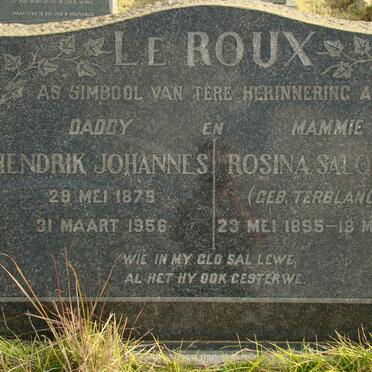 ROUX Hendrik Johannes, le 1879-1956 &amp; Rosina Salomina TERBLANCHE 1895-1956