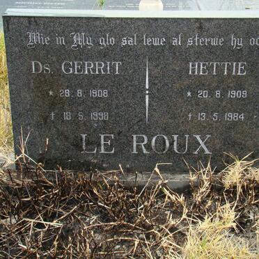 ROUX Gerrit, le 1908-1998 &amp; Hettie 1909-1984