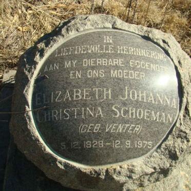 SCHOEMAN Elizabeth Johanna Christina nee VENTER 1928-1975