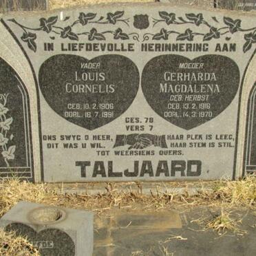 TALJAARD Louis Cornelis 1906-1991 &amp; Gerharda Magdalena HERBST 1916-1970