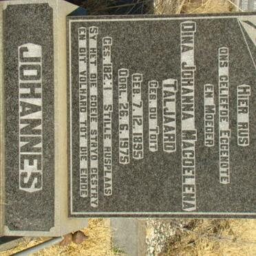 TALJAARD Dina Johanna Magdalena nee DU TOIT 1895-1975