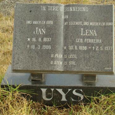 UYS Jan 1897-1986 &amp; Lena FERREIRA 1898-1977