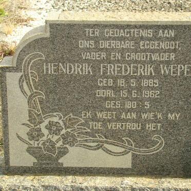 WEPENER Hendrik Frederik 1885-1962