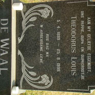 WAAL Theodorus Louis, de 1899-1999