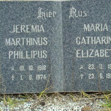 ? Jeremia Marthinus Phillipus 1918-1974 &amp; Maria Catharina Elizabeth 1919-1987
