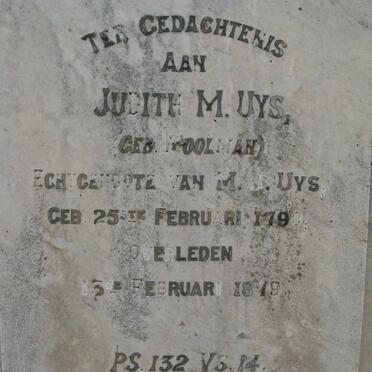 UYS Judith M. nee MOOLMAN 1790-1879