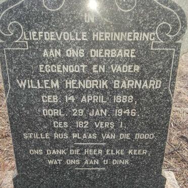 BARNARD Willem Hendrik 1888-1946