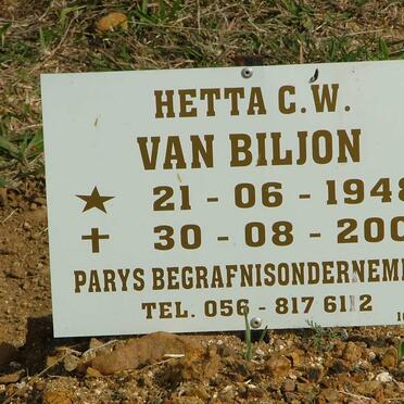 BILJON Hetta C.W., van 1948-2007