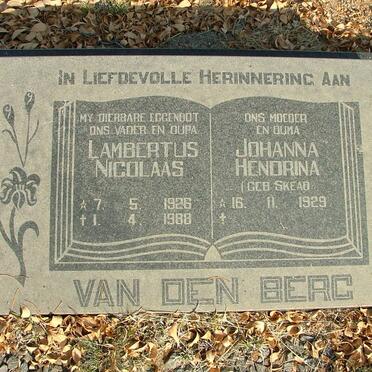 BERG Lambertus Nicolaas, van den 1926-1988 &amp; Johanna Hendrina SKEAD 1929-
