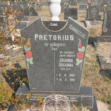 PRETORIUS Johanna Susanna nee UYS 1950-1991