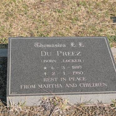 PREEZ Thomasina E.E., du nee LOCKER 1889-1980