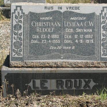 ROUX Christiaan Rudolf, le 1880-1955 &amp; Leviena C.W. SNYMAN 1887-1979
