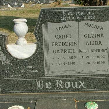 ROUX Carel Frederik Gabriel, le 1896-1991 &amp; Gezina Alida UNDERHAY 1903-1990