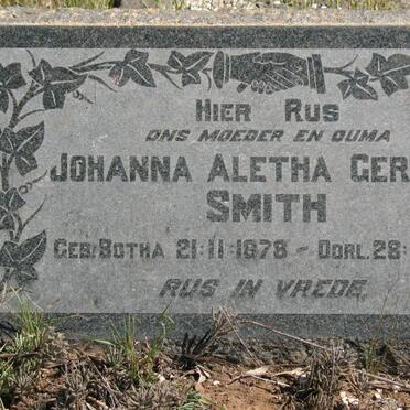 SMITH Johanna Aletha Gertina nee BOTHA 1878-1954