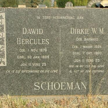 SCHOEMAN Dawid Hercules 1876-1969 &amp; Dirkie W.M. BARNARD 1884-1960