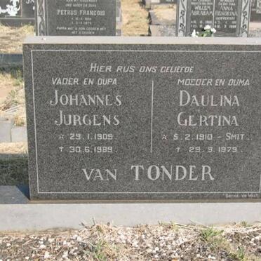 TONDER Johannes Jurgens, van 1909-1989 &amp; Daulina Gertina SMIT 1910-1979