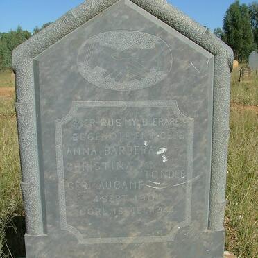 TONDER Anna Barbara Christina, van nee AUCAMP 1901-1944