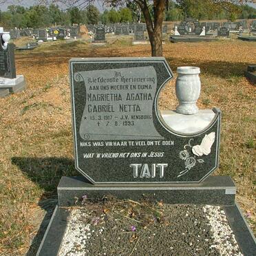 TAIT Magrietha Agatha Gabriël Netta nee J.V. RENSBURG 1917-1993