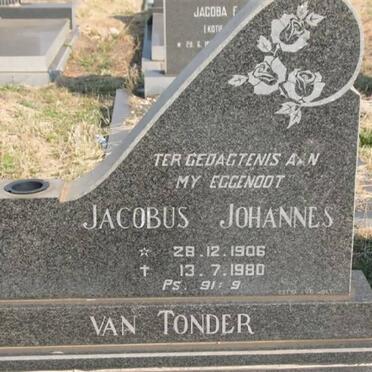 TONDER Jacobus Johannes, van 1906-1980