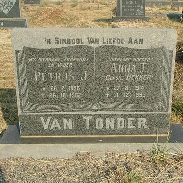 TONDER Petrus J., van 1898-1962 &amp; Anna J. BEKKER 1914-1993