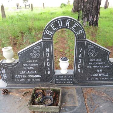 BEUKES Jan Lodewikus 1927-2006 & Catherina Aletta Johanna 1932-2016