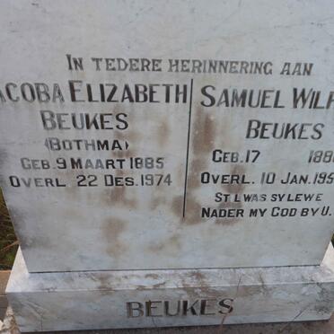 BEUKES Samuel Wilhelm 1880-1956 & Jacoba Elizabeth BOTHMA 1885-1974