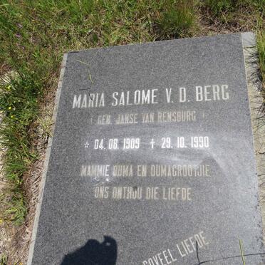 BERG Maria Salome, v.d. nee JANSE VAN RENSBURG 1909-1990