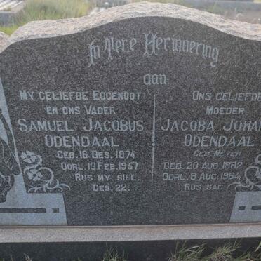ODENDAAL Samuel Jacobus 1874-1957 & Jacoba Johanna MEYER 1882-1964