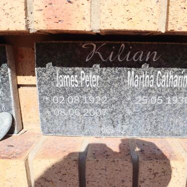 KILIAN James Peter 1922-2007 & Martha Catharina 1936-