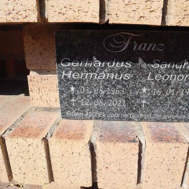 FRANZ Gerhardus Hermanus 1963-2021 & Sandra Leonore 1966-