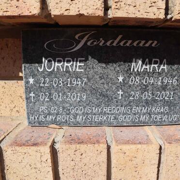 JORDAAN Jorrie 1947-2019 & Mara 1946-2021
