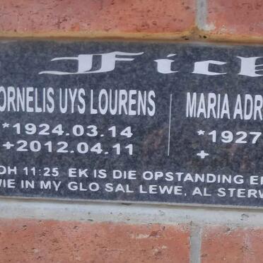 FICK Cornelis Uys Lourens 1924-2012 &amp; Maria Adriana Sophia 1927-