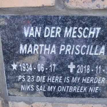 MESCHT Martha Priscilla, van der 1934-2018