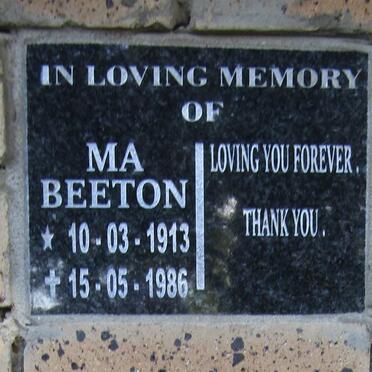 BEETON M.A. 1913-1986