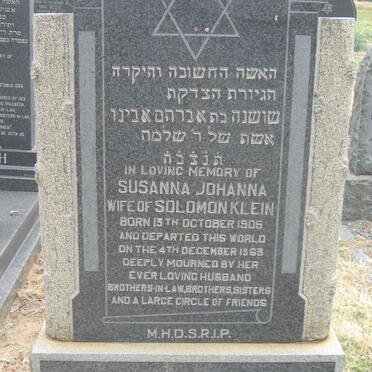 KLEIN Susanna Johanna 1905-1963