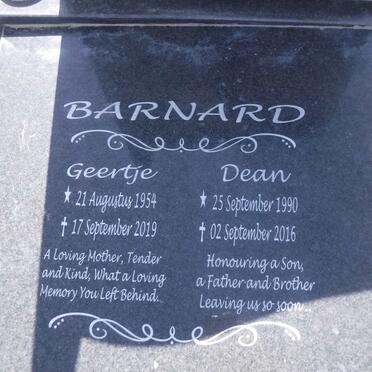 BARNARD Geertje 1954-2019 :: BARNARD Dean 1990-2016