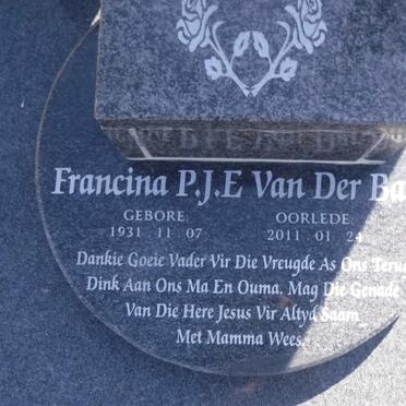BANK Renier J., van der 1929-1984 &amp; Francina P.J.E. 1931-2011